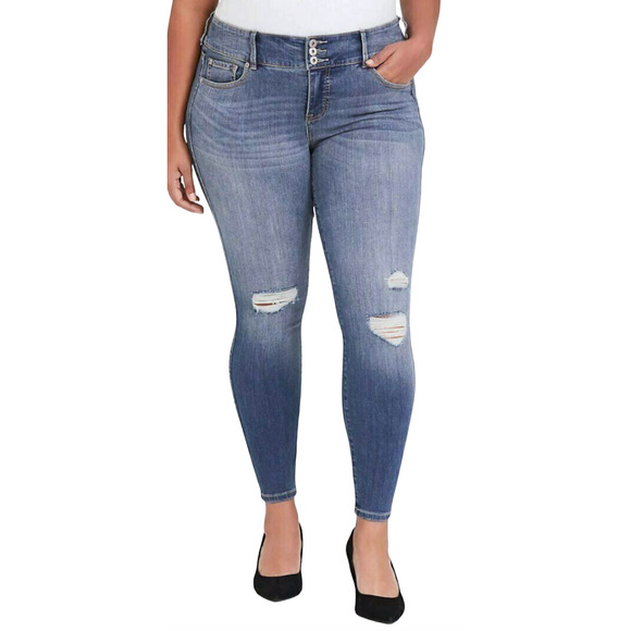 torrid Denim - NEW TORRID PREMIUM STRETCH MEDIUM WASH DESTRUCTED JEGGING JEANS SIZE 26R 26